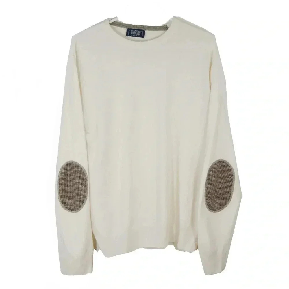 Vintage Valentino Marini Ivory White Cashmere Marino Wool Pullover Sweater